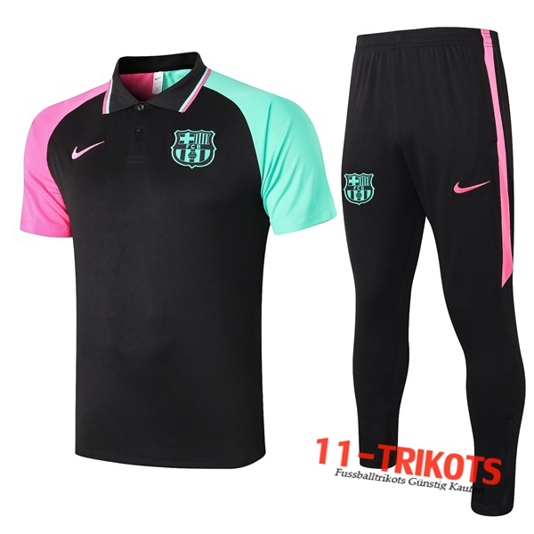 Neuestes Fussball FC Barcelona Poloshirt + Hose Schwarz 2020/2021