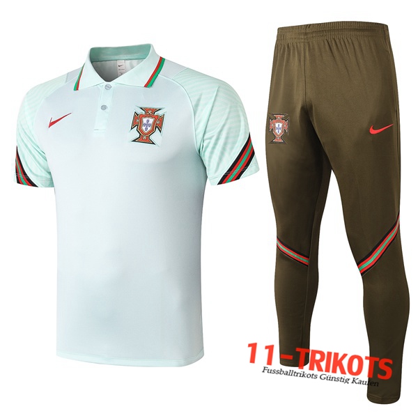 Neuestes Fussball Portugal Poloshirt + Hose Grün 2020/2021