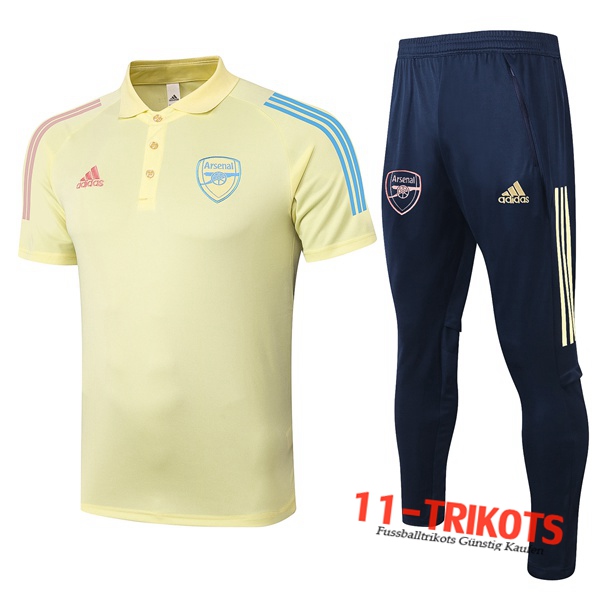 Neuestes Fussball Arsenal Poloshirt + Hose Gelb 2020/2021