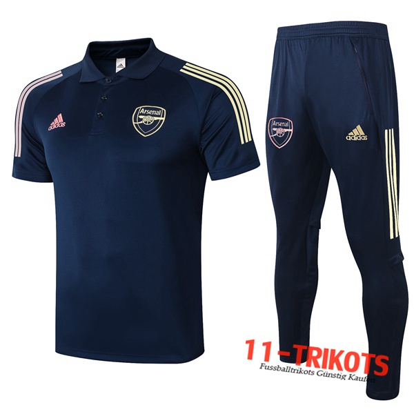 Neuestes Fussball Arsenal Poloshirt + Hose Blau Royal 2020/2021