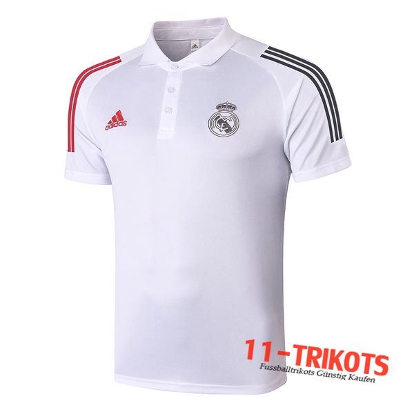 Neuestes Fussball Real Madrid Poloshirt Weiß 2020/2021