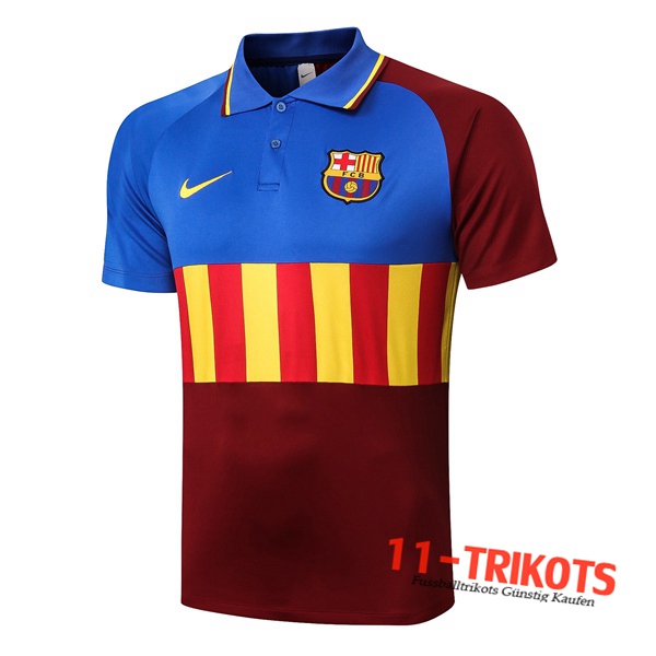 Neuestes Fussball FC Barcelona Poloshirt Blau Rot 2020/2021