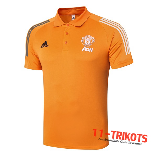 Neuestes Fussball Manchester United Poloshirt Orange 2020/2021