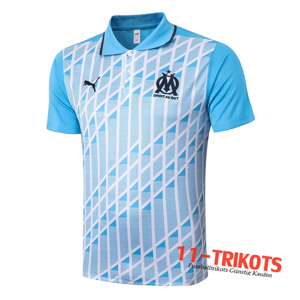 Neuestes Fussball Marseille OM Poloshirt Blau 2020/2021