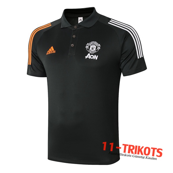 Neuestes Fussball Manchester United Poloshirt Schwarz 2020/2021