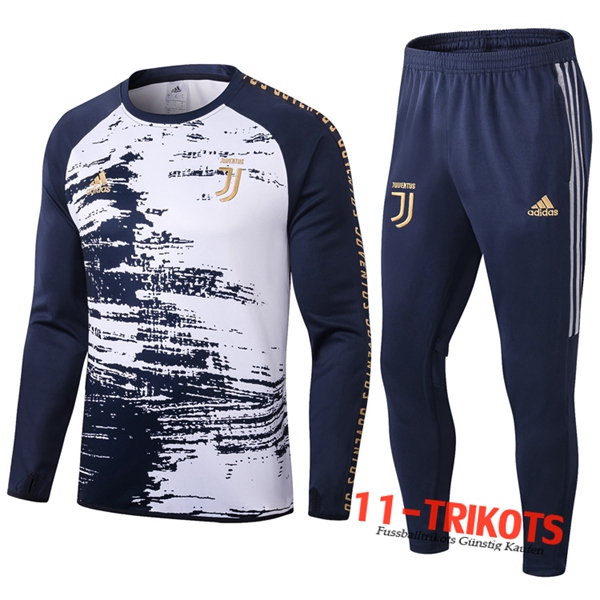 Neuestes Fussball Juventus Trainingsanzug Blau Royal Weiß 2020 2021 | 11-trikots