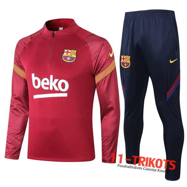 Neuestes Fussball FC Barcelona Trainingsanzug Rot 2020 2021 | 11-trikots