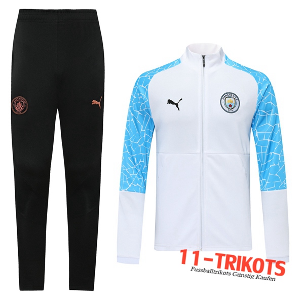 Neuestes Fussball Manchester City Trainingsanzug (Jacke) Weiß 2020 2021 | 11-trikots