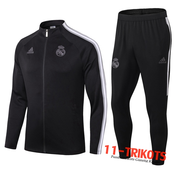 Neuestes Fussball Real Madrid Trainingsanzug (Jacke) Schwarz 2020 2021 | 11-trikots