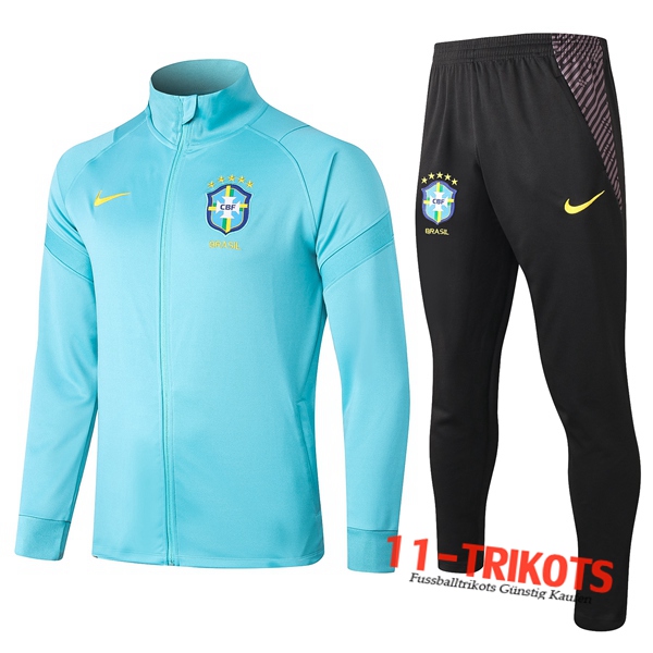 Neuestes Fussball Brasilien Trainingsanzug (Jacke) Blau 2020 2021 | 11-trikots