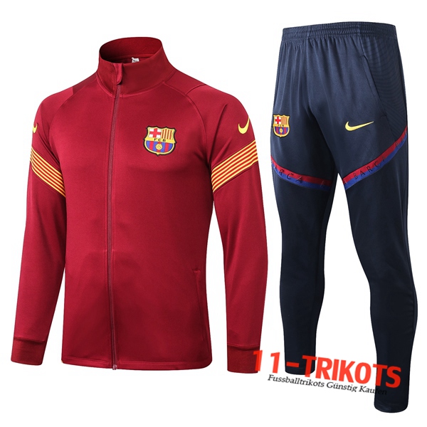 Neuestes Fussball FC Barcelona Trainingsanzug (Jacke) Rot 2020 2021 | 11-trikots