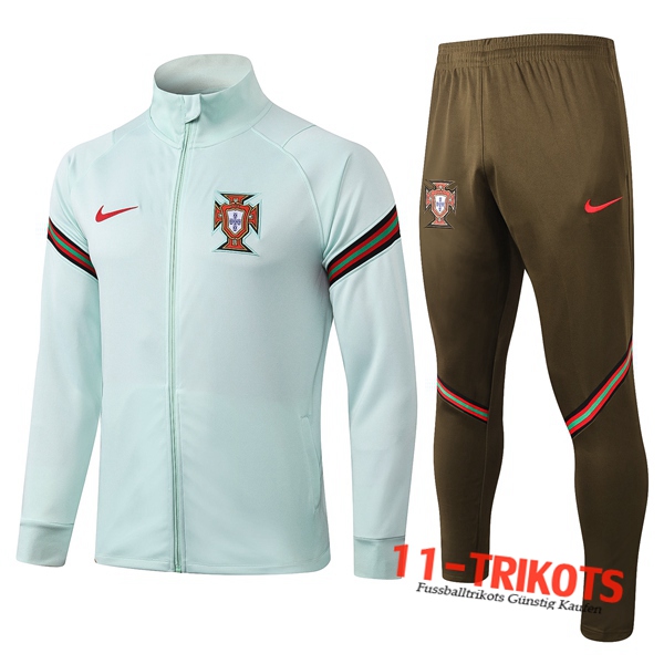 Neuestes Fussball Portugal Trainingsanzug (Jacke) Grün 2020 2021 | 11-trikots