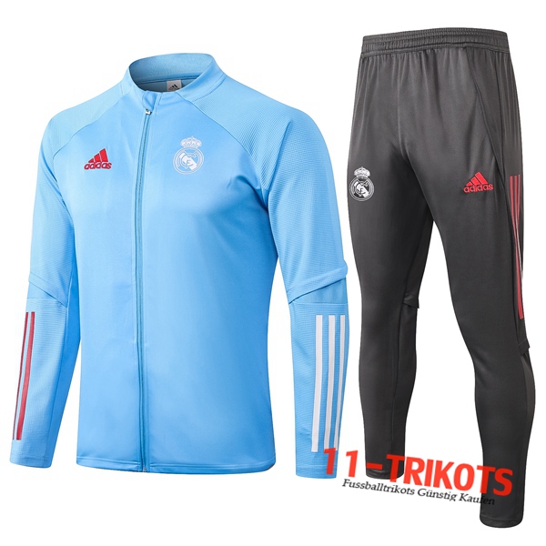 Neuestes Fussball Real Madrid Trainingsanzug (Jacke) Blau 2020 2021 | 11-trikots