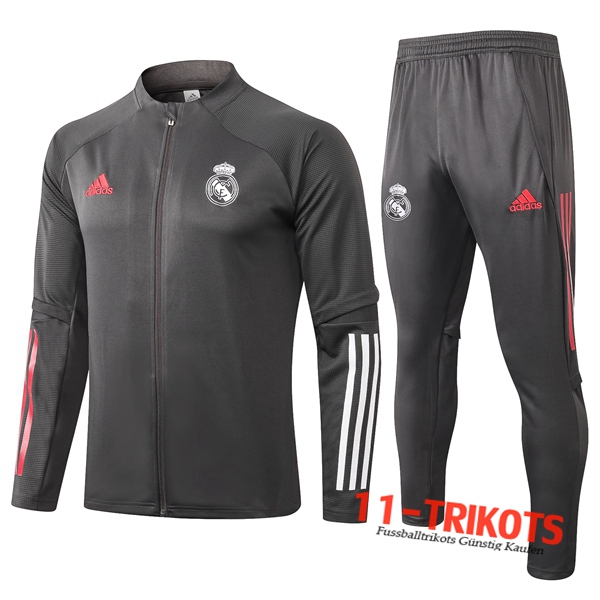Neuestes Fussball Real Madrid Trainingsanzug (Jacke) Grau 2020 2021 | 11-trikots