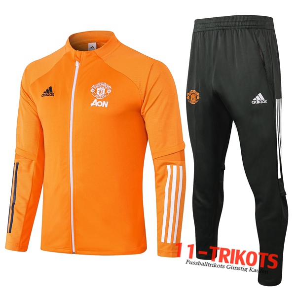 Neuestes Fussball Manchester United Trainingsanzug (Jacke) Orange 2020 2021 | 11-trikots