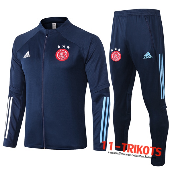 Neuestes Fussball AFC Ajax Trainingsanzug (Jacke) Blau Royal 2020 2021 | 11-trikots