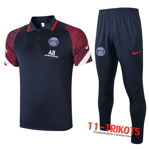 Neuestes Fussball Paris PSG Poloshirt + Hose Blau 2020/2021