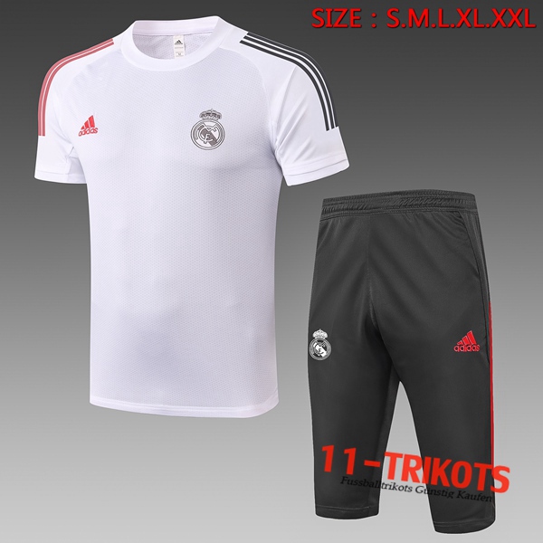 Real Madrid Trainingstrikot + Hose 3/4 Weiß 2020/2021