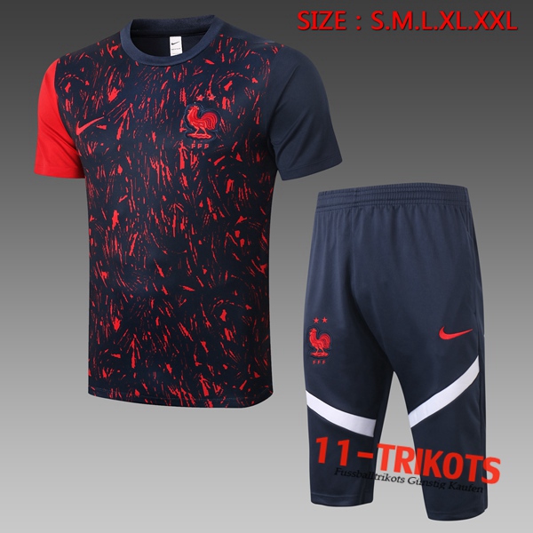 Frankreich Trainingstrikot + Hose 3/4 Schwarz 2020/2021