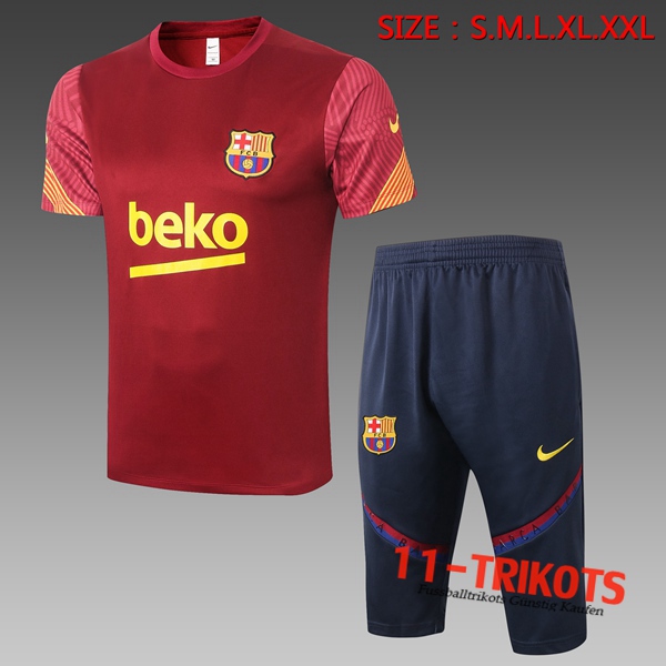 FC Barcelona Trainingstrikot + Hose 3/4 Rot 2020/2021