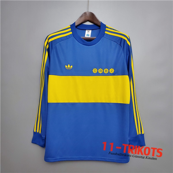 Neuestes Fussball Boca Juniors Retro Manche Longue Heimtrikot 1981