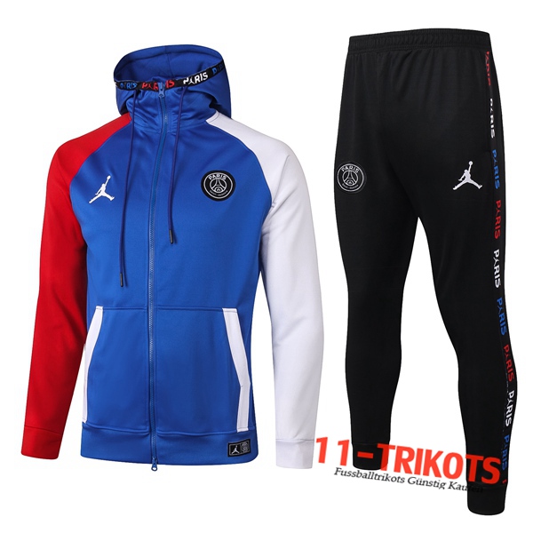 Pairis PSG Jordan Trainingsanzug mit Kapuze Blau 2020 2021 | 11-trikots