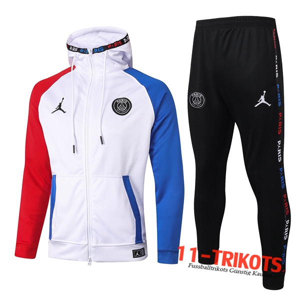 Pairis PSG Jordan Trainingsanzug mit Kapuze Weiß 2020 2021 | 11-trikots