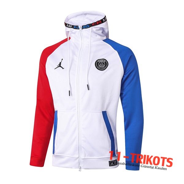 Neuestes Fussball Trainingsjacke Kapuzenpulli Pairis PSG Jordan Weiß 2020/2021 | 11-trikots