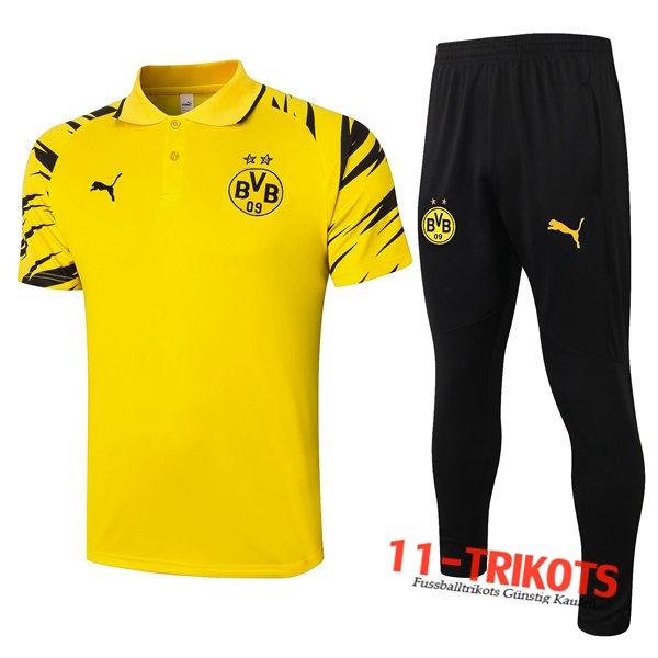 Neuestes Fussball Dortmund BVB Poloshirt + Hose Gelb 2020/2021