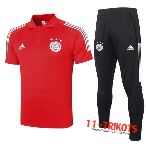 Neuestes Fussball AFC Ajax Poloshirt + Hose Rot 2020/2021