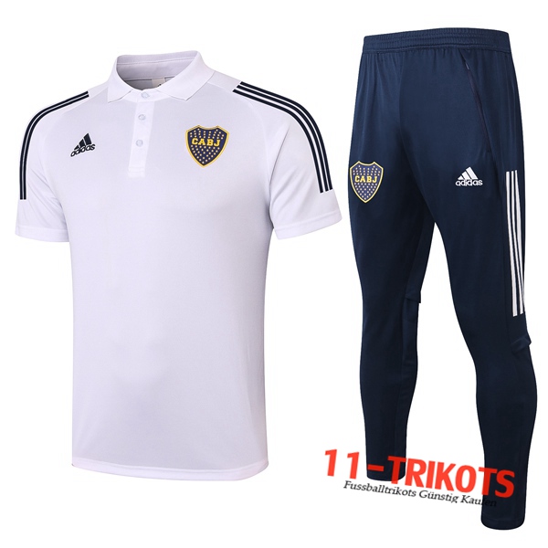 Neuestes Fussball Boca Juniors Poloshirt + Hose Weiß 2020/2021