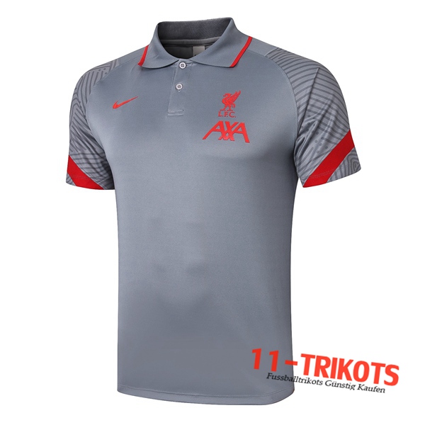 Neuestes Fussball FC Liverpool Poloshirt Grau 2020/2021