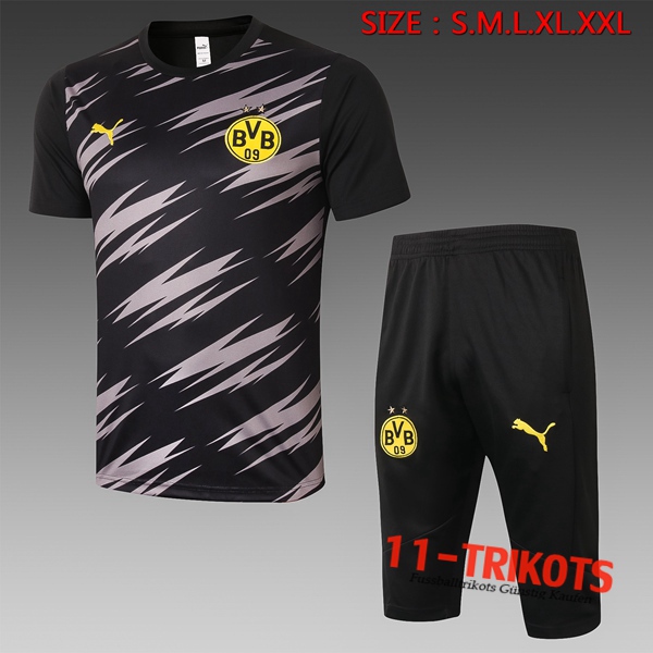 Dortmund BVB Trainingstrikot + Hose 3/4 Schwarz 2020/2021