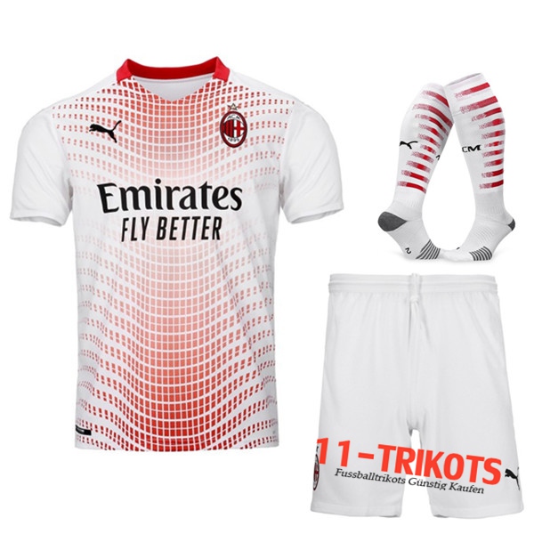 Zusammen Fussball Milan AC Auswärtstrikot (Short+Socken) 2020 2021 | 11-trikots