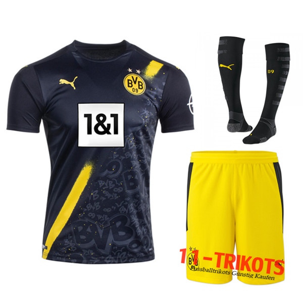 Zusammen Fussball Dortmund BVB Auswärtstrikot (Short+Socken) 2020 2021 | 11-trikots
