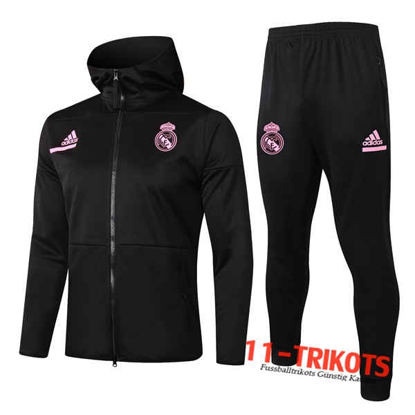 Real Madrid Trainingsanzug Jacke mit Kapuze Schwarz 2020 2021 | 11-trikots