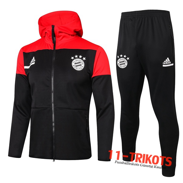 Bayern Munchen Trainingsanzug Jacke mit Kapuze Schwarz 2020 2021 | 11-trikots