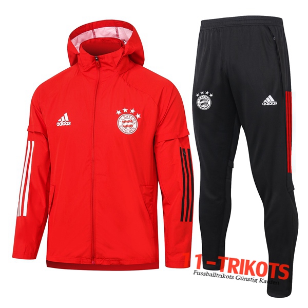 Bayern Munchen Trainingsanzug Windjacke Rot 2020 2021 | 11-trikots