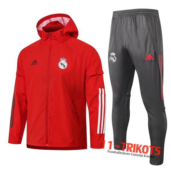 Real Madrid Trainingsanzug Windjacke Rot 2020 2021 | 11-trikots