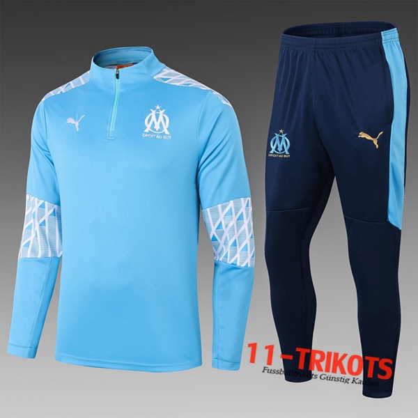 Neuestes Fussball Marseille OM Kinder Trainingsanzug Blau 2020 2021 | 11-trikots