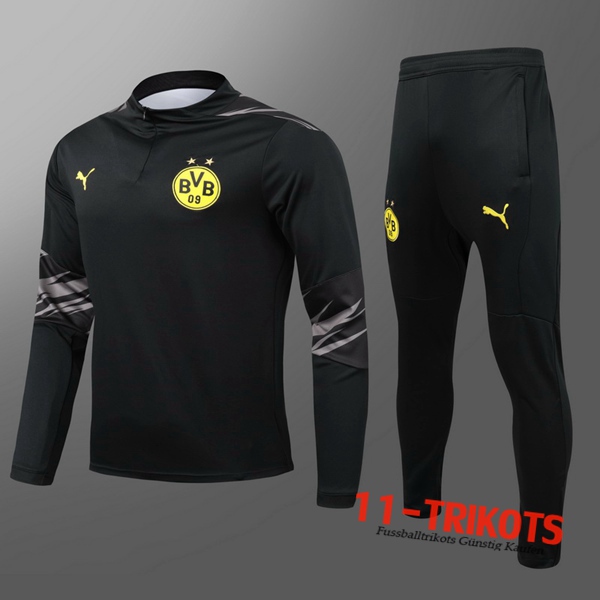 Neuestes Fussball Dortmund BVB Kinder Trainingsanzug Schwarz 2020 2021 | 11-trikots