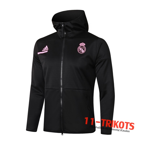 Chaqueta Futbol Con Capucha Real Madrid Negro 2020/2021