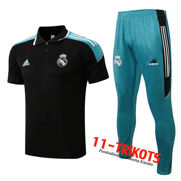 Real Madrid Poloshirt + Hose Schwarz 2022/2023