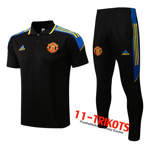 Manchester United Poloshirt + Hose Schwarz 2022/2023