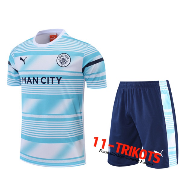 Manchester City Trainingstrikot +Shorts Blau/Weiß 2022/2023