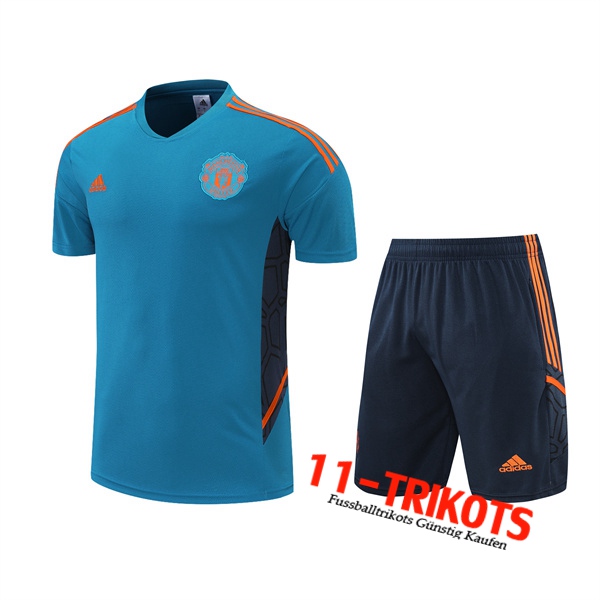 Manchester United Trainingstrikot +Shorts Blau 2022/2023