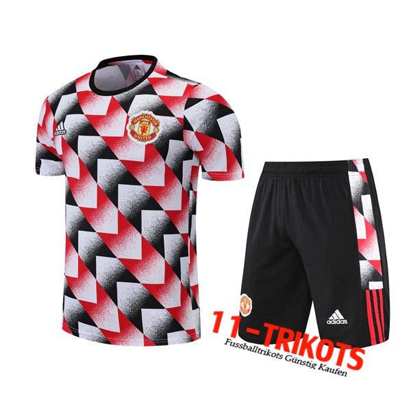 Manchester United Trainingstrikot +Shorts Schwarz/Rot 2022/2023