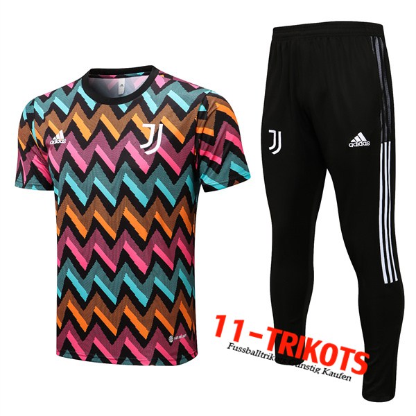 Juventus Trainingstrikot + Hose Hellblau/Orange/Rosa 2022/2023