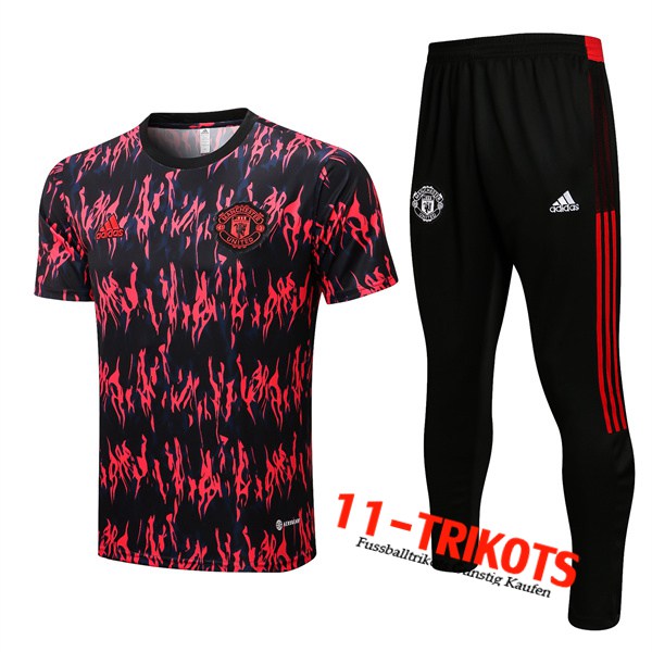 Manchester United Trainingstrikot + Hose Schwarz/Rot 2022/2023