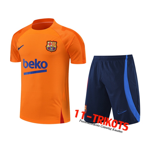 FC Barcelona Trainingstrikot +Shorts Orange 2022/2023
